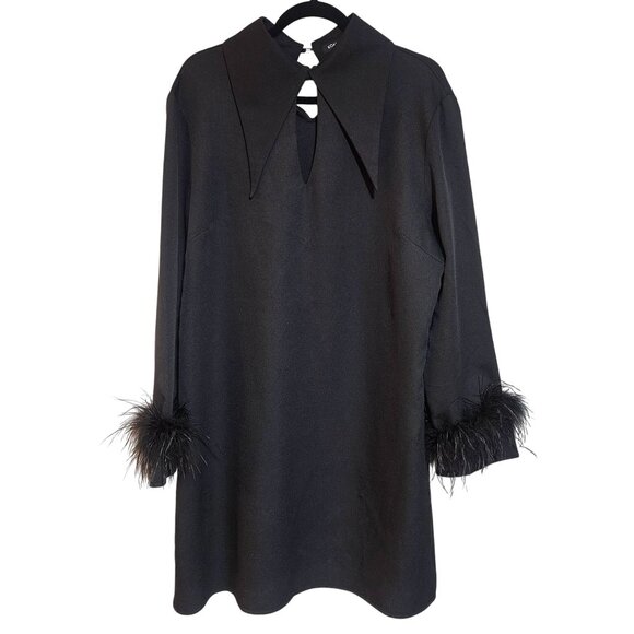 Koandaily Womens Black Dress 2XL Black Feather Cuff StatementCollar RetroGlam - Picture 4 of 14